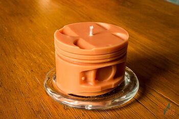 Engine Piston Candle: Spiced Orange Man Cave Candle, Car Engine Part Moulded Scented Candle. Handmade UK By Glowsmith, 4 of 4