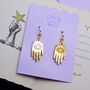 Gold Mirrored Acrylic Mystic Hand Drop Earrings, thumbnail 4 of 8