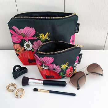 Makeup And Cosmetic Bag Gift Set Summer Poppies, 2 of 11