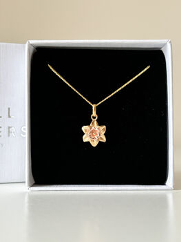 Gold Daffodil Pendant Necklace, 6 of 8