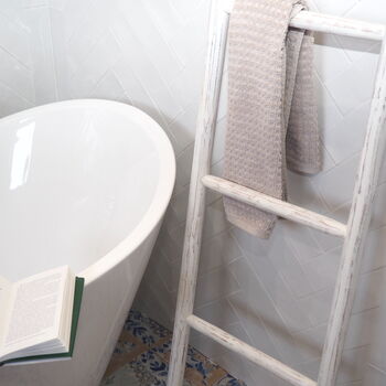 White Wooden Towel Ladder Bathroom, 8 of 8