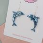 Dolphin Glitter Resin Earrings / Ocean Theme Statement Dangles / Gift For Beach Lovers, thumbnail 2 of 5