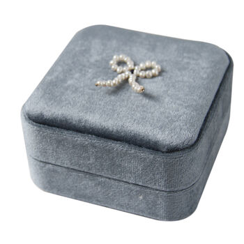 Pearl Bow And Velvet Ring And Earring Jewellery Box, 4 of 11