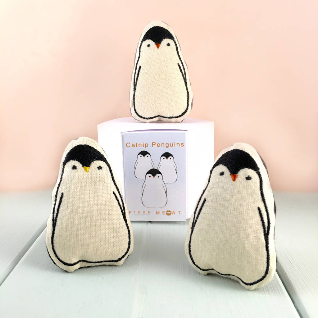 Catnip Toys, Penguins X Three Cat Toys By Freak MEOWt