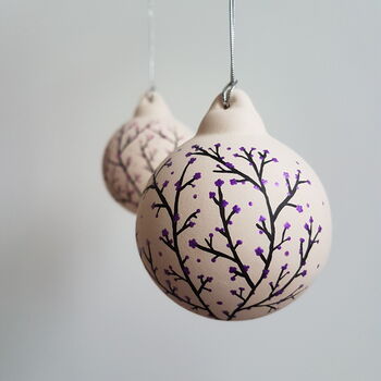 Cherry Blossom Hand Painted Ceramic Bauble, 4 of 5