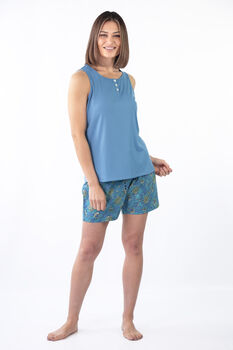 Indian Cotton Waterlily Print Pyjama Shorts Set, 2 of 6