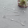 Zircon Moon And Star Threader Earrings, thumbnail 1 of 3
