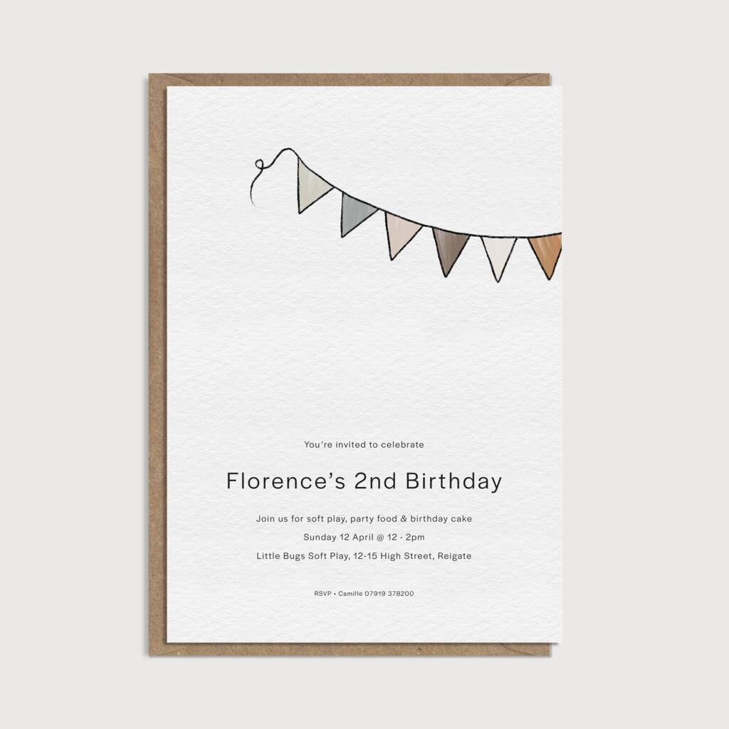 Bunting Birthday Party Invitations, 1 of 3