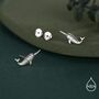 Tiny Narwhal Unicorn Whale Stud Earrings In Sterling Silver, thumbnail 4 of 12
