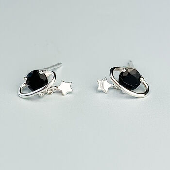 Sterling Silver Saturn And Star Stud Earrings, 3 of 5