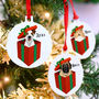 Personalised Cute Dog In Present Christmas Decoration, thumbnail 2 of 12