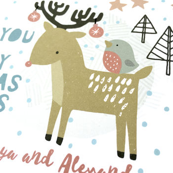 12 Personalised Christmas Reindeer Thank You Cards, 2 of 3