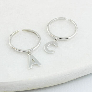 Sterling Silver Initial Letter Ring, 3 of 12