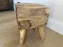 Solid Teak Root Square Chunky Table Stool – Natural Wood, thumbnail 1 of 12