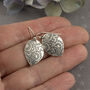 Mehndi Petal Silver Earrings, thumbnail 2 of 5