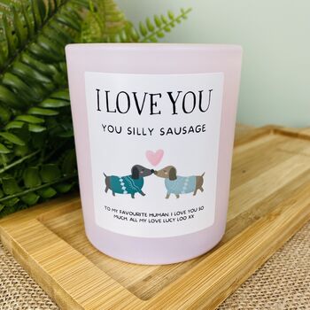 Personalised Silly Sausage Valentines Candle Gift, 4 of 11