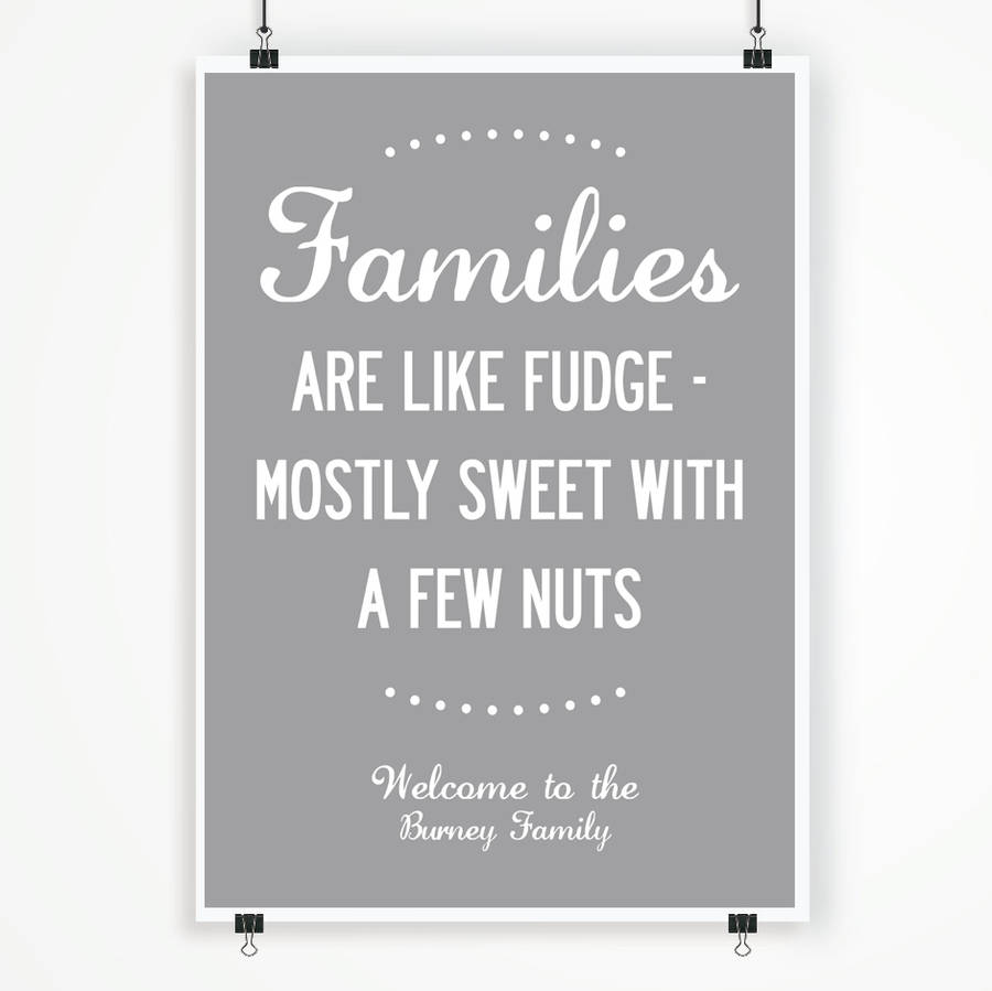 personalised family name fun quote print by i love design