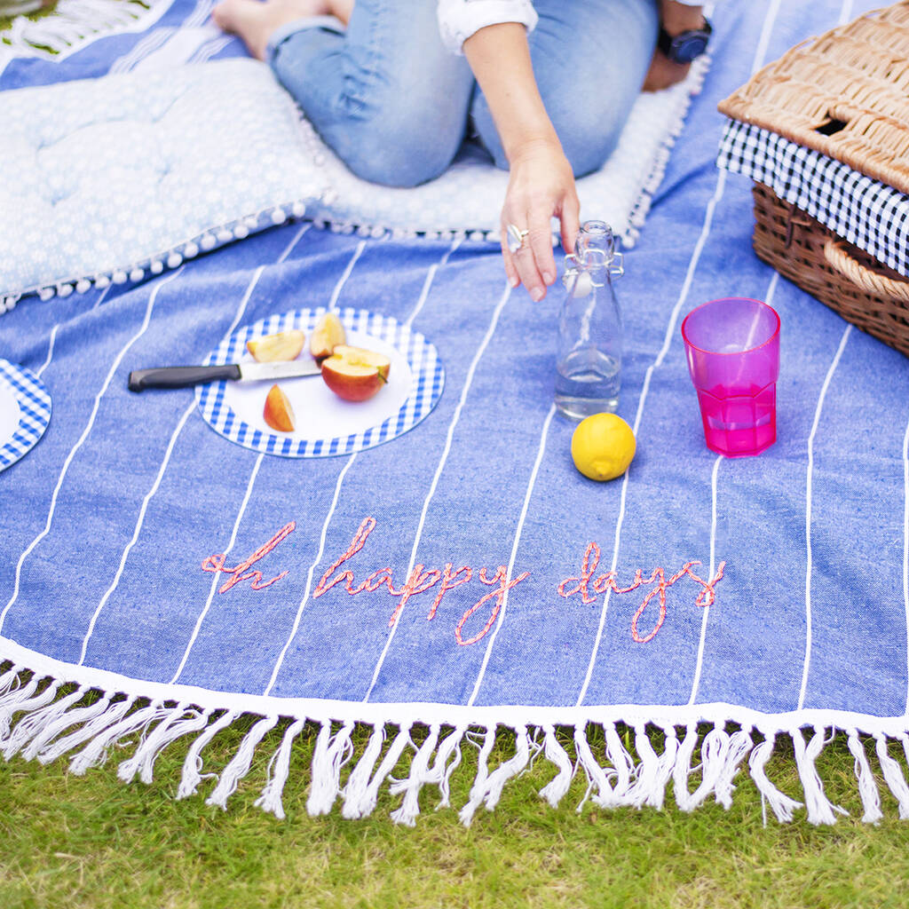 Jonny's Sister Hand Embroidered Round Picnic Blanket - Not on the high street