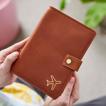 Personalised Luxury Leather Travel Wallet With Optional Photo Card And Plane, 6 of 7