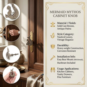 Ocean Muse Mermaid Cabinet Knob, 2 of 8