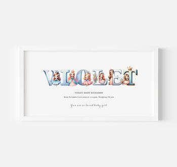 Personalised Children's Name Print | Nursery Wall Art | Princess, 3 of 10