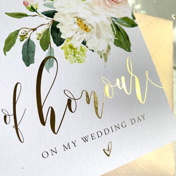 Gold Foil To My Bridesmaid Card | Peony Bouquet, 3 of 5