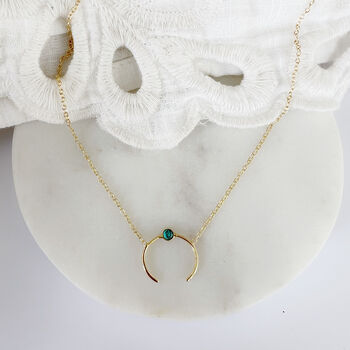 Turquoise Crescent 18ct Gold Vermeil Necklace, 5 of 9