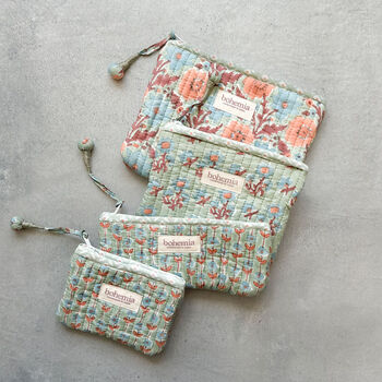 Posie Zip Pouch, Duck Egg, 3 of 4