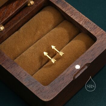 Sterling Silver Tiny Arrow Screw Back Earrings, 2 of 10