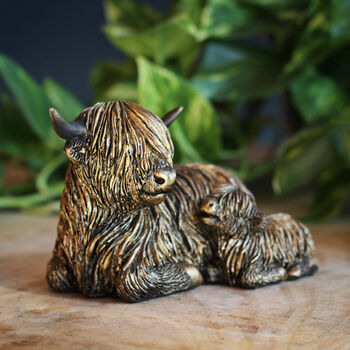 Mother And Baby Highland Cow Ornament, 4 of 4