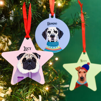 Personalised Winter Dog Pastel Christmas Decoration, 12 of 12