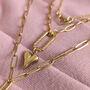 Womens Gold Chunky Chain Heart Charm Necklace Set, thumbnail 3 of 6