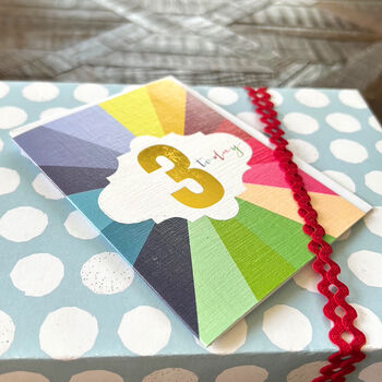 Mini Gold Foiled 3rd Birthday Card, 3 of 3