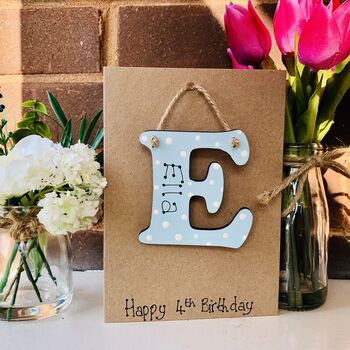 Personalised 4th Birthday Letter Wooden Keepsake Card, 3 of 3