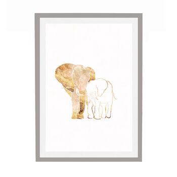Gold White Elephant Silhouettes Wall Art Print, 5 of 6