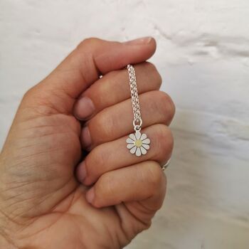 Little Daisy Necklace In Silver And 18ct Gold, 3 of 6