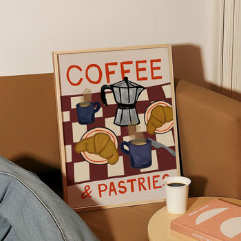 Coffee And Pastries Hand Illustrated Kitchen Print, 2 of 11