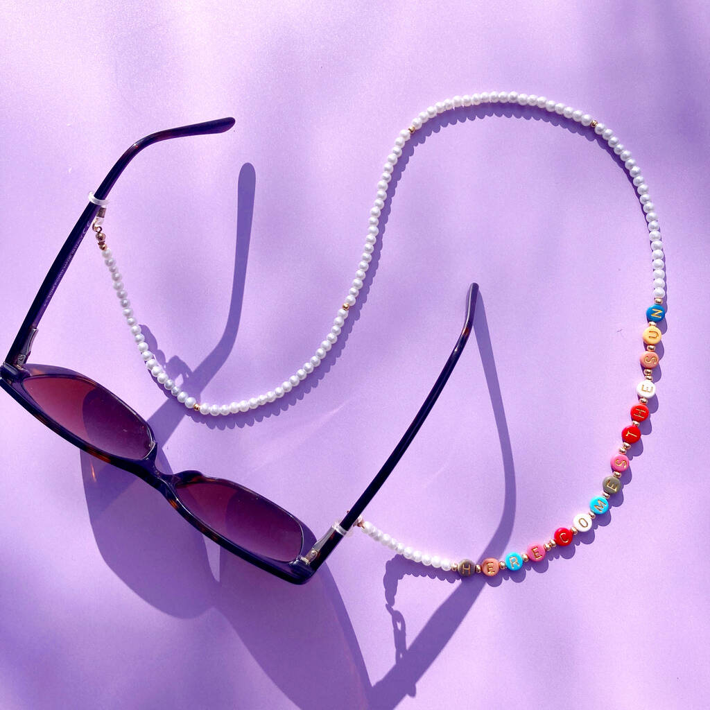Personalised Pearl Beaded Sunglasses Chain By Lucent Studios