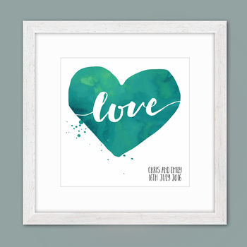 Personalised Watercolour Heart Wedding Print, 2 of 6