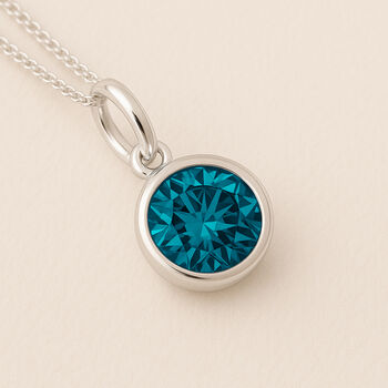 Personalised Sterling Silver December Blue Topaz Birthstone Necklace, 5 of 11