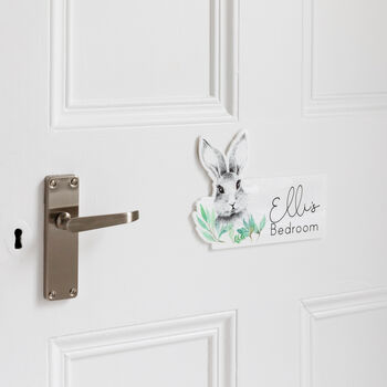 Personalised Woodland Bunny Bedroom Door Sign Plaque, 3 of 5