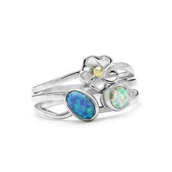 Handmade Two Tone Opal Flower Ring, 6 of 8