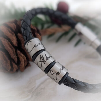 Men's Personalised Engraved Leather Bracelet, 2 of 12