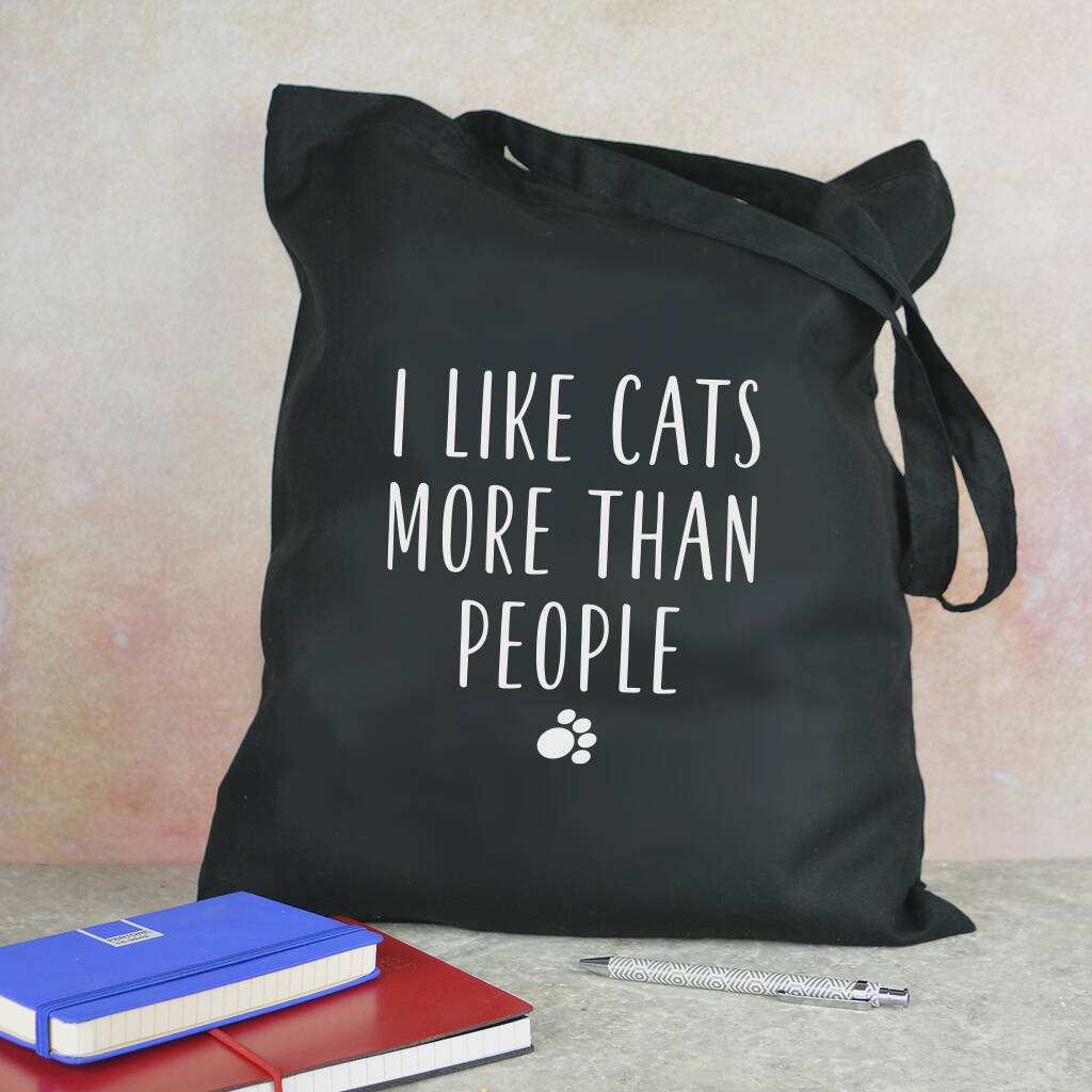 I Like Cats More Than People Tote Bag By Pink And Turquoise Notonthehighstreet Com