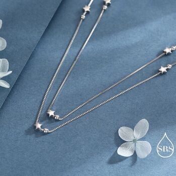 Sterling Silver Little Twinkle Stars Charm Necklace, 8 of 12