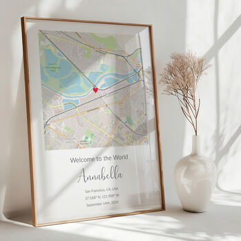 Welcome To The World Personalised Map Print New Baby Gift, 3 of 11