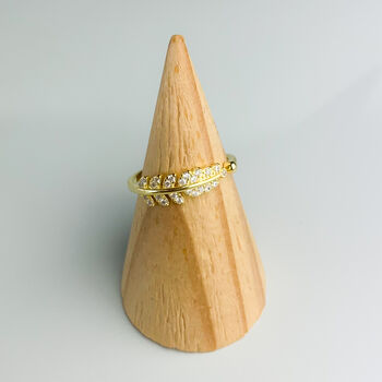 Sterling Silver Crystal Feather Adjustable Ring, 4 of 5