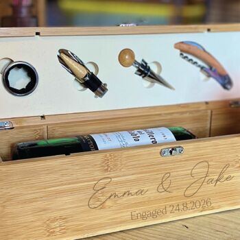 Personalised Couple's Name's Engaged Wine Bottle Gift Set, 2 of 2