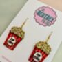 Popcorn Glitter Resin Earrings / Cinema Date Jewellery / Fun Carnival Accessory / Filmmaker Gift, thumbnail 4 of 5