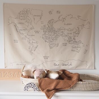 Large World Map Wall Hanging, 3 of 7